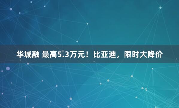 华城融 最高5.3万元！比亚迪，限时大降价