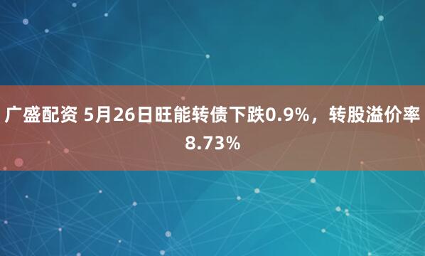 广盛配资 5月26日旺能转债下跌0.9%，转股溢价率8.73%